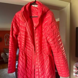 North Face 3/4 Length Bright Red Puffer Coat